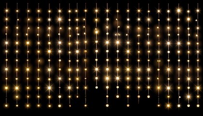 Golden light strings on black