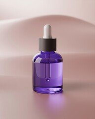 Purple glass dropper bottle skincare serum product