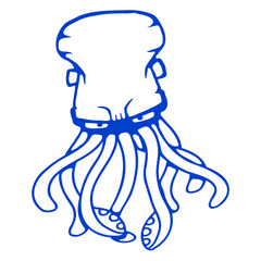 Octopus Cuttlefish Cephalopod Giant Squid Monster Isolated Vector Graphic Design Illustration
