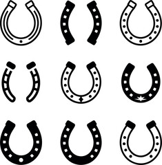 horse shoe logo set silhouette