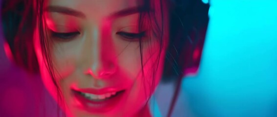 Immersive music experience: woman enjoying sound with stylish headphones - Powered by Adobe