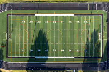 Aerial view of American football playing field