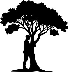 Person embracing tree as a symbol of environmental awareness  