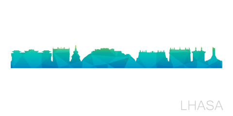 Lhasa, Nepal Low Poly Skyline Clip Art City Design. Geometric Polygon Graphic Horizon Icon. Vector Illustration Symbol.