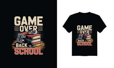 Colorful "game over back to school" t-shirt design - perfect for kids and students