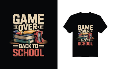 Colorful "game over back to school" t-shirt design - perfect for kids and students