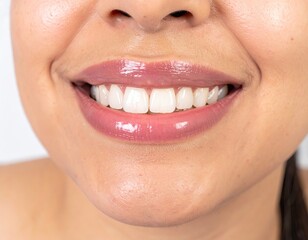 Obraz premium Close-up view of a person's mouth and teeth.