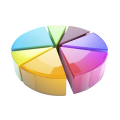 Obraz premium Colorful pie chart segments in vibrant hues, representing data visualization and analysis. This captures essence of statistics and information presentation