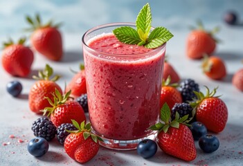 Fruit smoothie in a shot glass