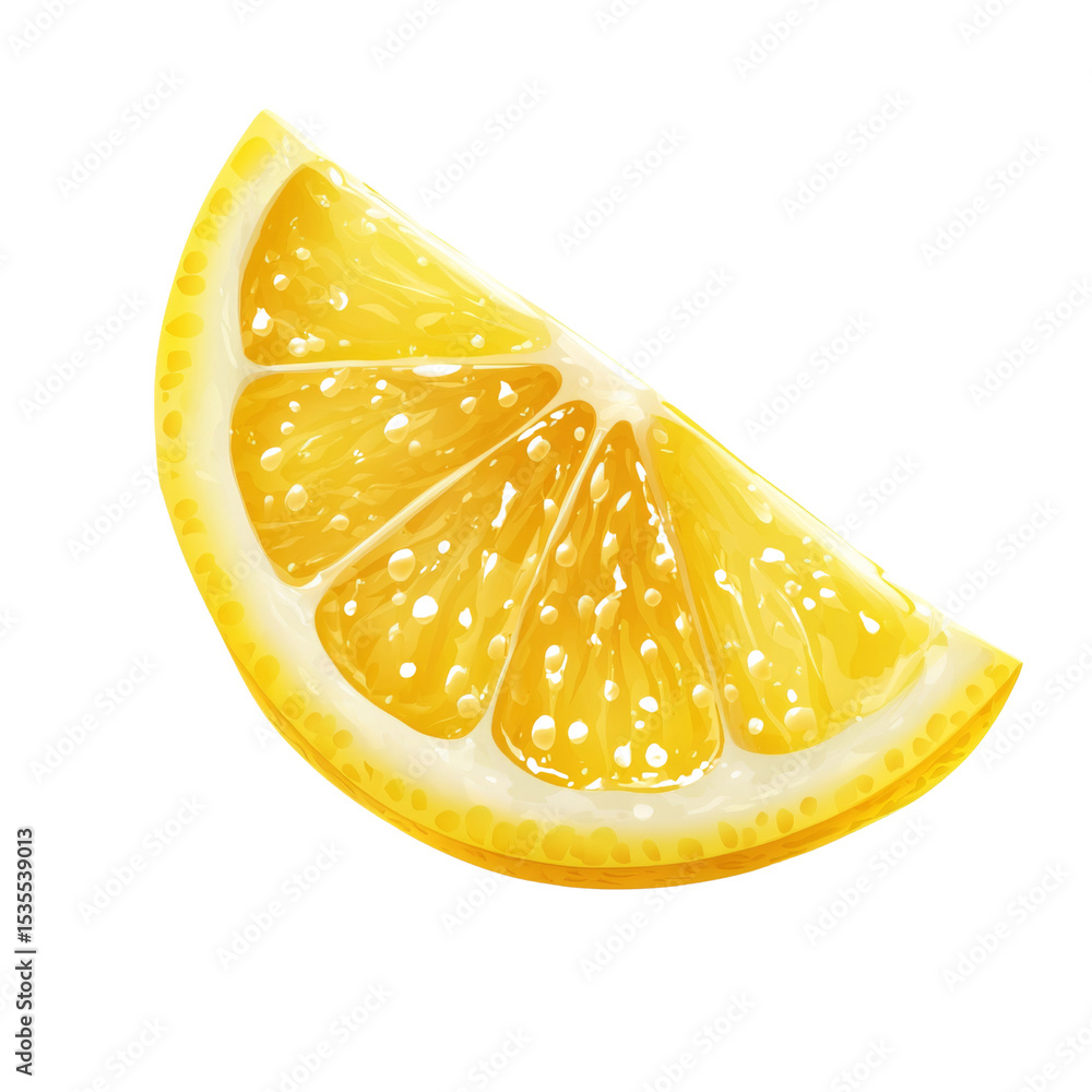 Poster fresh lemon slice with vibrant yellow color and textured surface, perfect for culinary use or decora