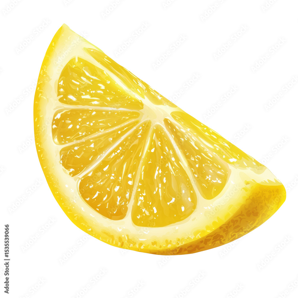 Poster fresh lemon slice with vibrant yellow color and juicy texture, perfect for culinary use or refreshin