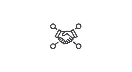 Handshake icon symbolizing connection networking partnership or collaboration on a white background.