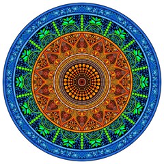 Mehndi Henna Drawing Circular Mandala pattern for tattoo, decoration premium product poster or painting. Decorative ornament in ethnic oriental style. Outline doodle hand draw illustration
