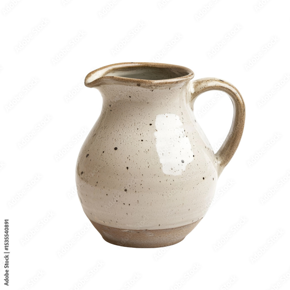 Poster ceramic pitcher with speckled finish, perfect for serving beverages or as decorative piece. its eleg