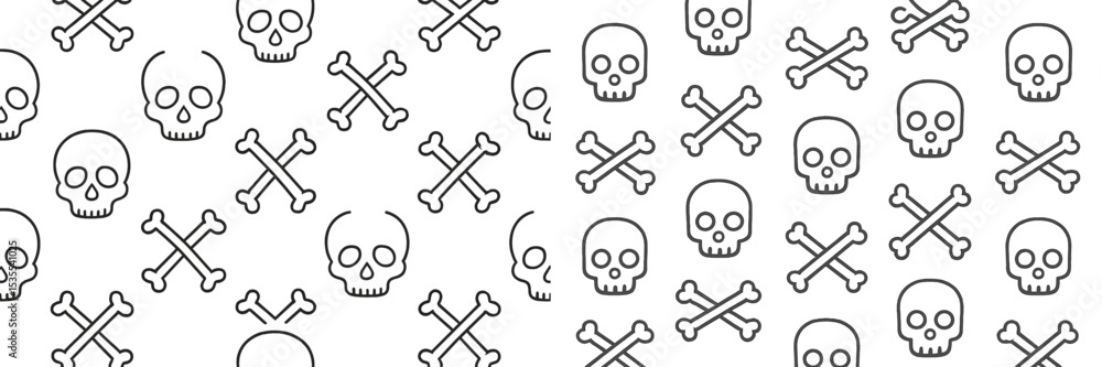 Poster skulls and crossbones pattern designed for halloween decorations or themed events in a monochrome st