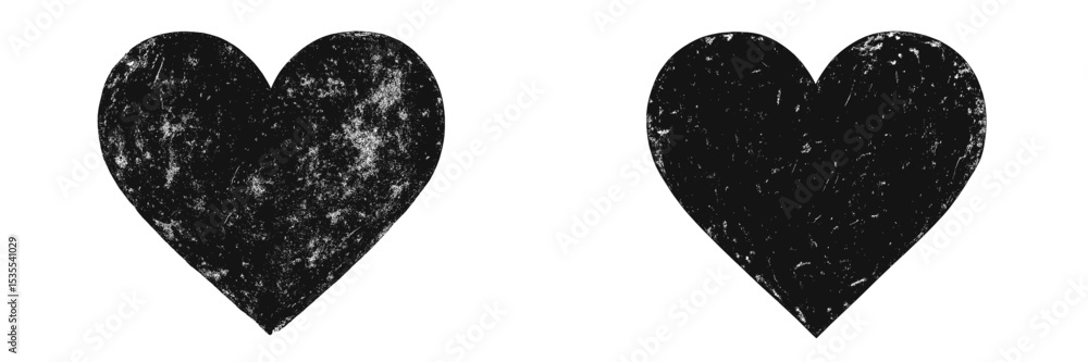 Aufkleber two textured black hearts on a white background create a minimalist design that symbolizes love and 