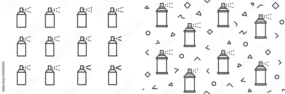 Poster Spray bottles create unique patterns in minimalistic black and white design for modern art enthusiasts
