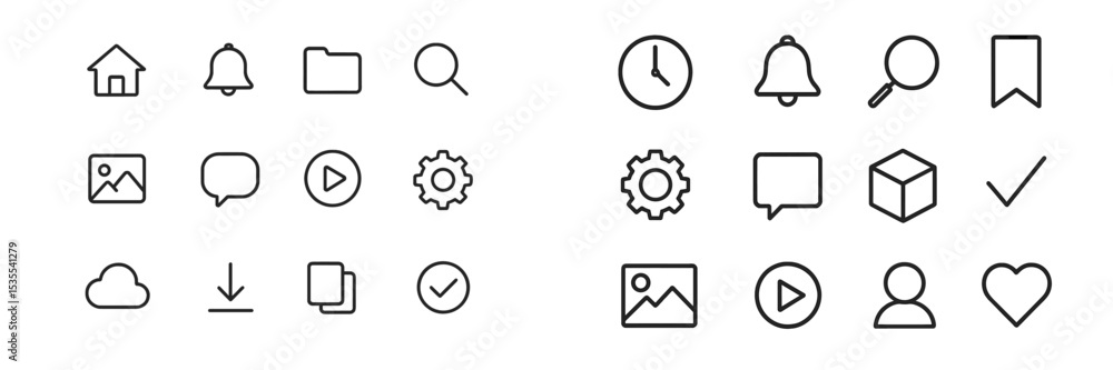 Fototapete various icon designs suitable for web and app interfaces showcasing minimalistic elements