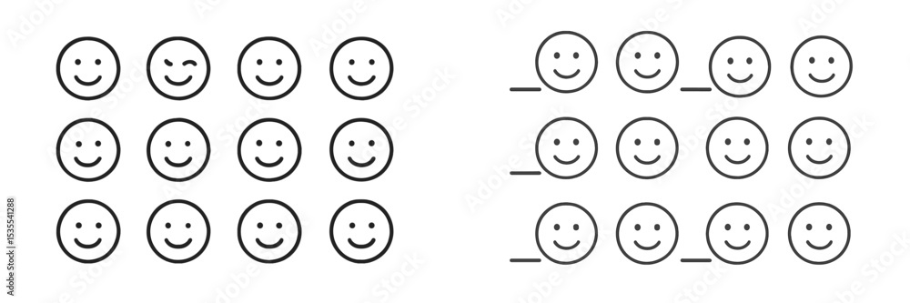 Poster Multiple rows of happy faces with one line of empty faces showcasing expressions, illustrating emotions in a playful manner