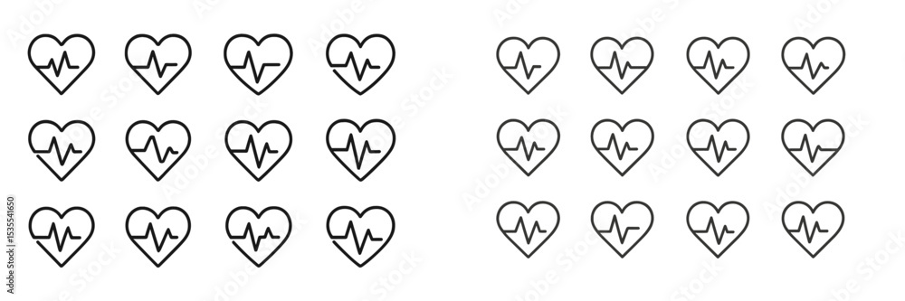 Aufkleber Heart rate icons display different heartbeat patterns in a simplistic and clean design for health-related themes