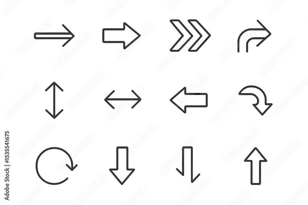 Poster directional arrows depicting various movements and turns in a simple, clean design suitable for inst