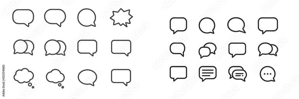 Aufkleber Variety of speech bubbles displaying different shapes and styles for communication concepts and visual design use