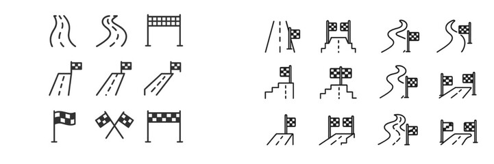 Fototapeta premium Checkered flags and winding roads design elements for racing or competition themed projects