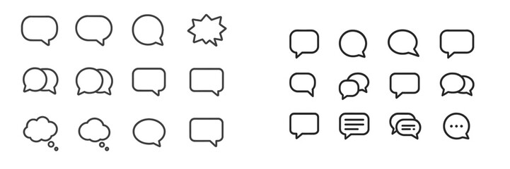 Fototapeta premium Variety of speech bubbles displaying different shapes and styles for communication concepts and visual design use