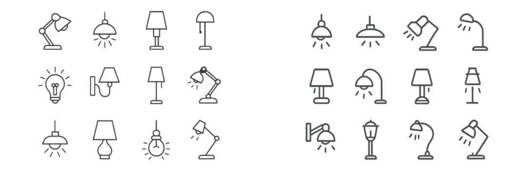 Collection of various lamp designs showcasing different styles and functions for interior and exterior lighting solutions