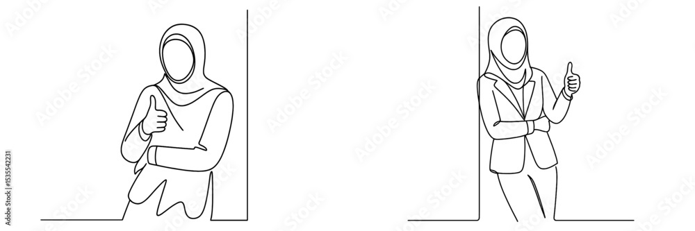 Aufkleber two line drawings of individuals expressing positivity and confidence in casual and formal attire