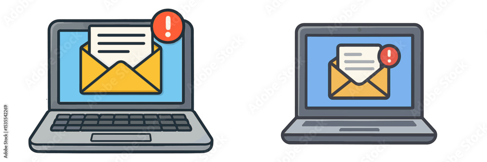 Aufkleber notification alerts on laptops indicating new email updates and important messages during work hours