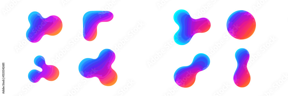 Aufkleber Colorful abstract shapes in a vibrant design showcasing fluid forms and gradients on a clean background