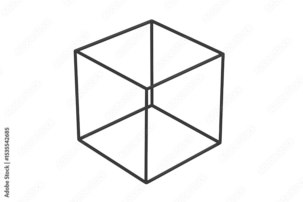 Aufkleber simple wireframe cube illustration designed for educational and conceptual purposes in visual arts a