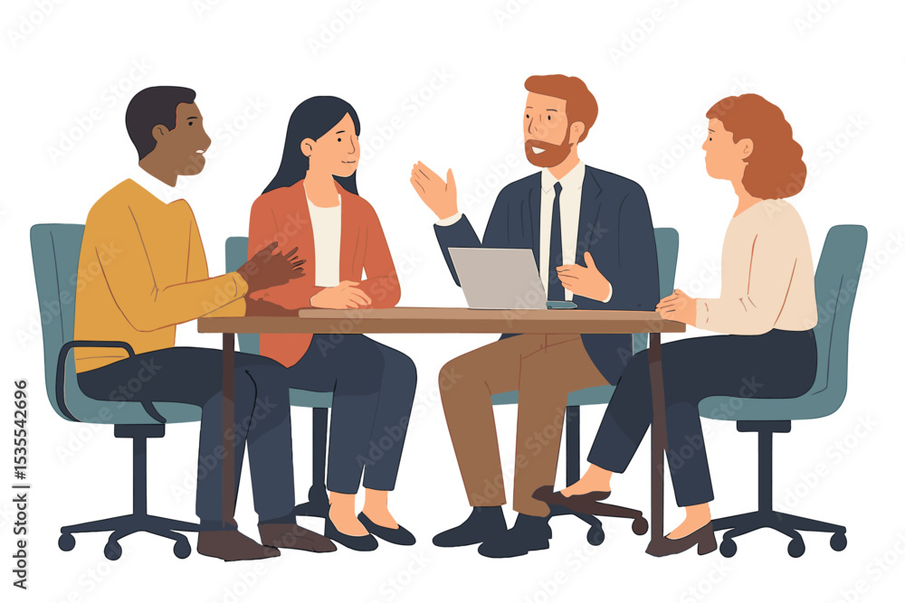 Poster team members engage in a productive meeting discussing ideas and strategies for project success