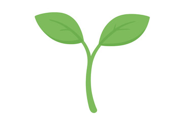 Obraz premium Green sprout with two leaves growing in springtime representing new beginnings and growth in nature
