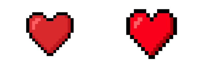 Obraz premium Pixelated red hearts representing love and affection in digital art design
