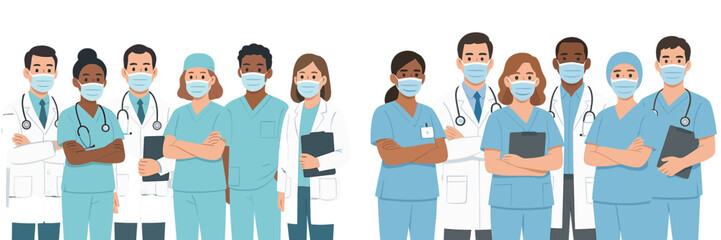 Obraz premium Healthcare professionals demonstrating teamwork and unity in a medical environment during daylight hours
