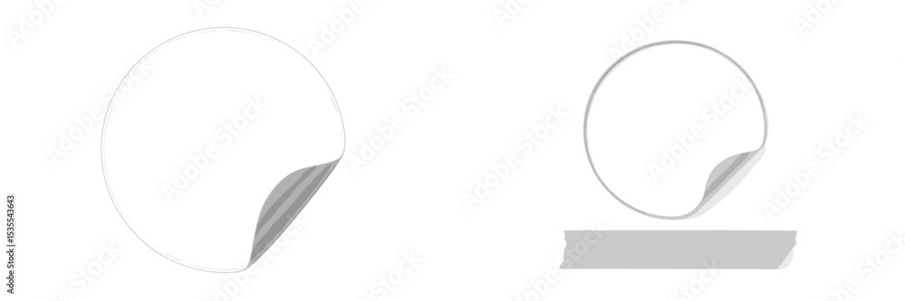 Aufkleber blank circular stickers with peeling edges displayed on a white background for creative design uses