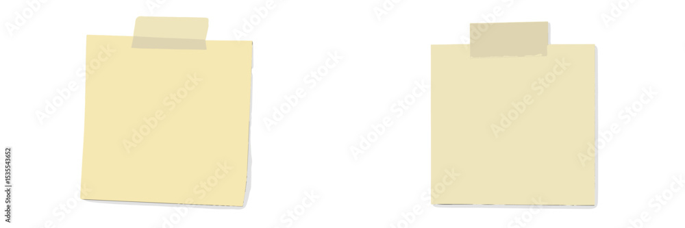 Poster blank sticky notes on white background for reminders and organization in office or home workspace