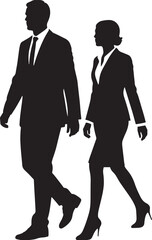 Business People Walking Silhouette - Corporate Professionals Vector