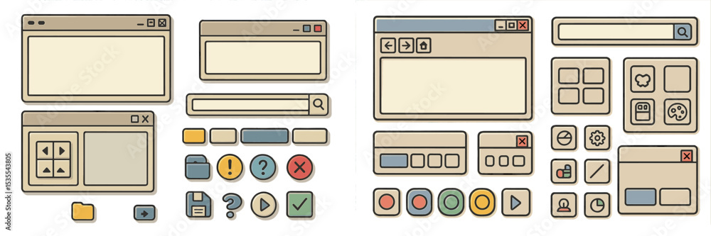 Aufkleber Digital interface elements designed for user interaction in web applications with a minimalist aesthetic set in a contemporary style