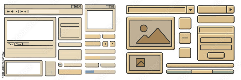 Aufkleber User interface components arranged visually in a clean and simple layout for web design inspiration