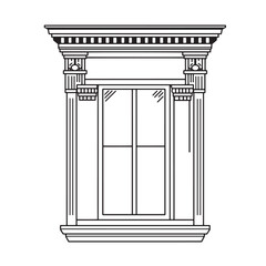 Fototapeta premium Elegant architectural window design featuring detailed classical columnar elements and a stylish silhouette for illustrative projects