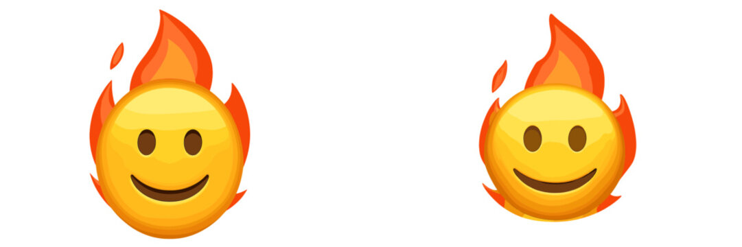 Smiling flame emoji with vibrant colors symbolizing warmth and positivity