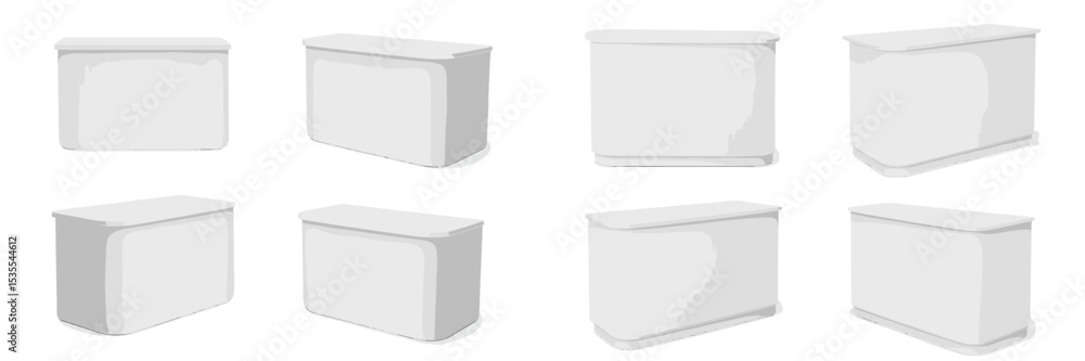 Aufkleber Simplistic white storage containers of various sizes displayed against a clean background for organization purposes
