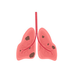Illustration of unhealthy lungs. Illustration of damaged lungs due to smoking. Illustration of dirty lungs. Vector illustration of lungs 