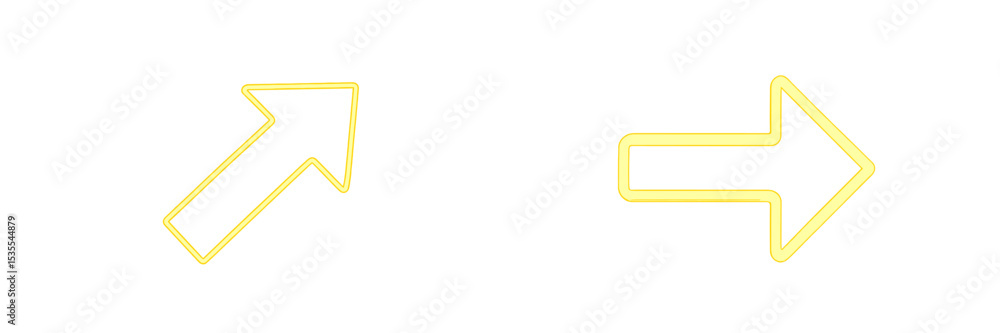 Poster bright yellow directional arrows indicating movement to the right and upward on a plain white backgr