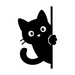 playful black cat silhouette in a bold, minimalist vector