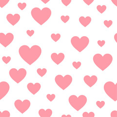Hearts seamless pattern. Repeating love background. Repeated scattered hearts for design prints.  I love you symbol. Happy Valentine's Day.
