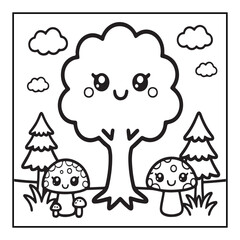 Fototapeta premium Dreaming Tree Coloring Pages For Kids
